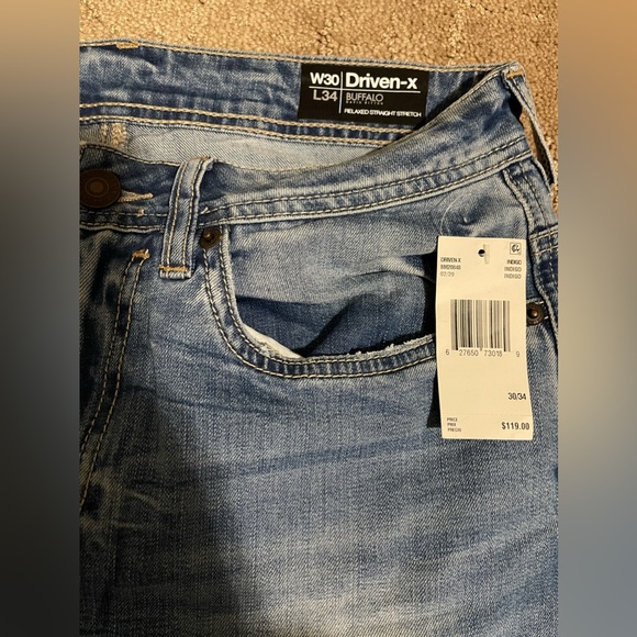 Buffalo David Bitton Jeans Mens Driven-X Blue Relaxed Straight Stretch 30x34 - Picture 5 of 10
